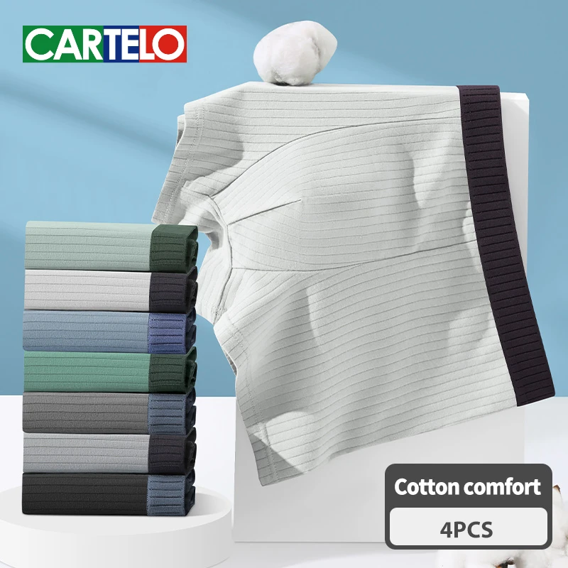 

Brand Pure Cotton Men Underwear Graphene Antibacterial Men Boxer Multicolor High Elastic Comfortable Underpant 4pcs Male Panties