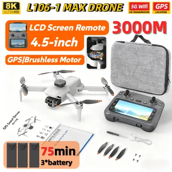 L106-1 MAX GPS 182.2g Lightweight Drone Brushless Motor 4.5" Color LCD Screen Remote Control Adjustable Camera Toy for Boy Gifts