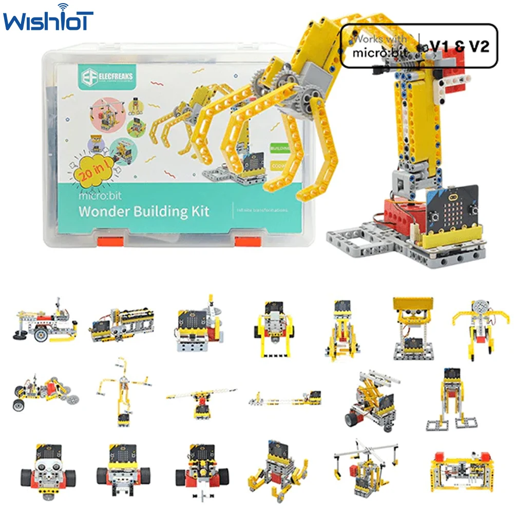 Building Blocks Toy ELECFREAKS Micro:bit 32 IN 1 Wonder Building Kit Wukong Expansion Board for Puzzle Building Blocks Microbit Kids Fun Coding STEM