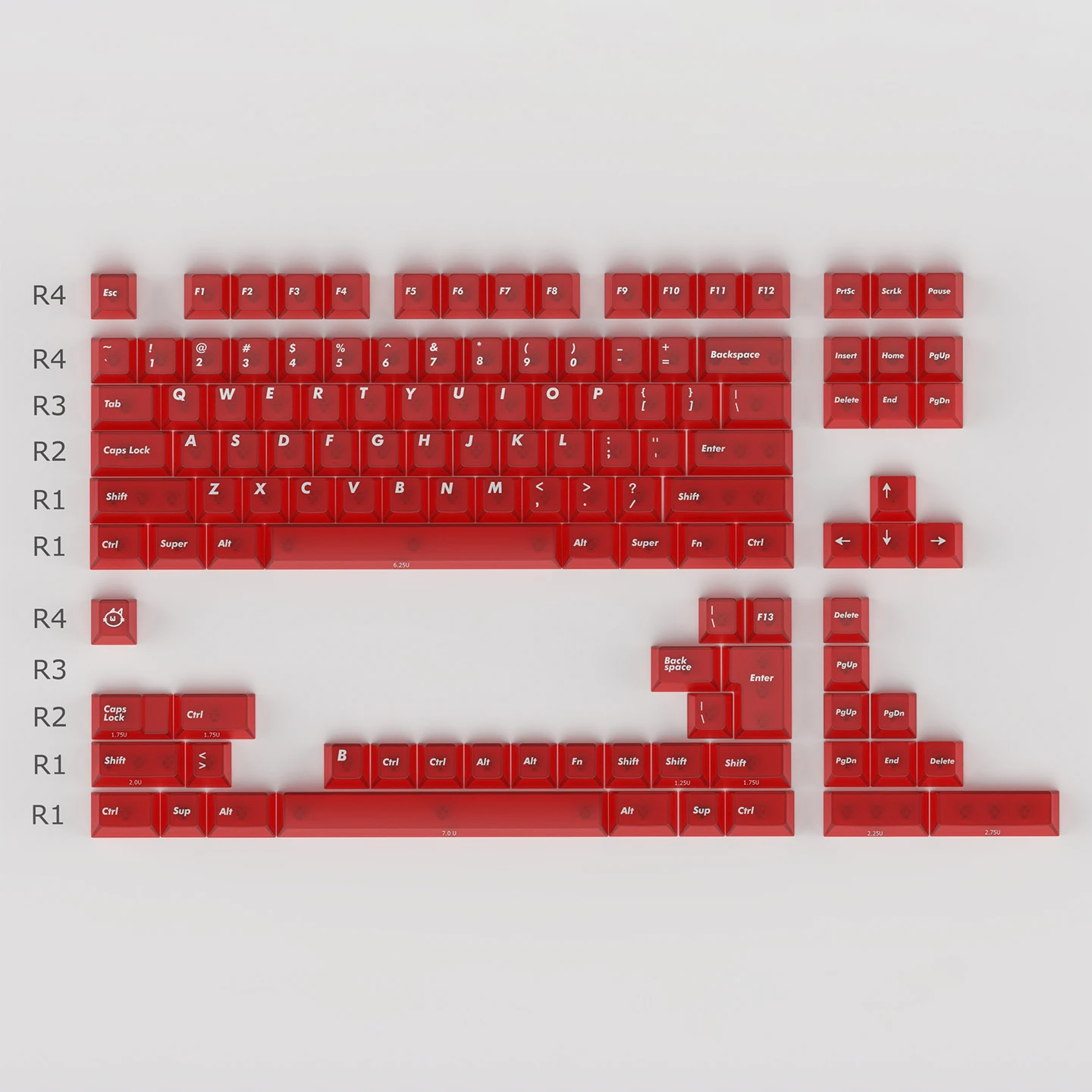 Purple Crystal Clear Keycaps Set - 156 Keys, Cherry Profile, Transparent UV Print