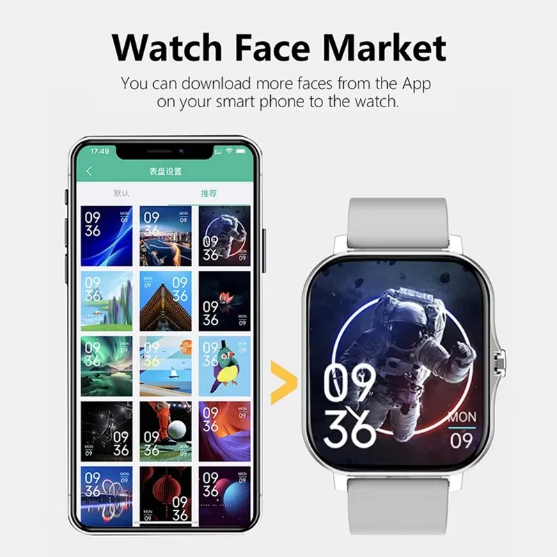 1.83'' Waterproof Smart Watch with Message Answer Call Sleep Monitoring Sports Pedometer Information Alerts For iPhone Android 4
