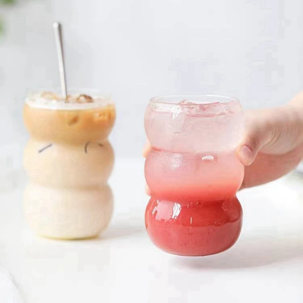 550ml Creative Glass Cup Heat-resistant Transparent Ripple Cup Beer Juice Ice Coffee Cups Cocktail Fruit Bubble Glass Drinkware