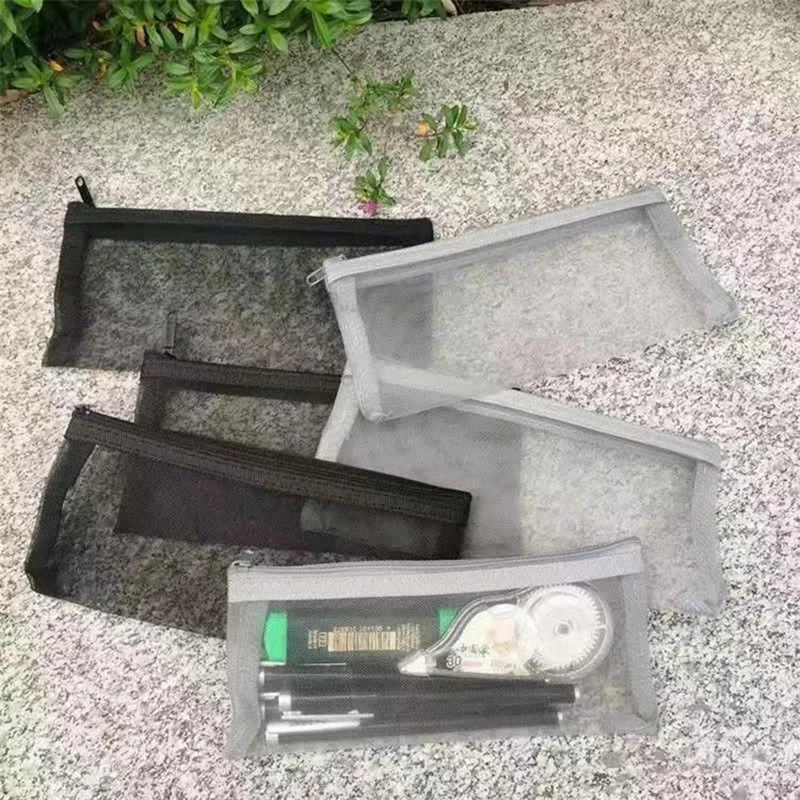 Fille maille sac cosmétique filets papeterie crayon sac étui support fermeture éclair Portable rouges à lèvres clés pièce de monnaie Charge câble organisateur étui