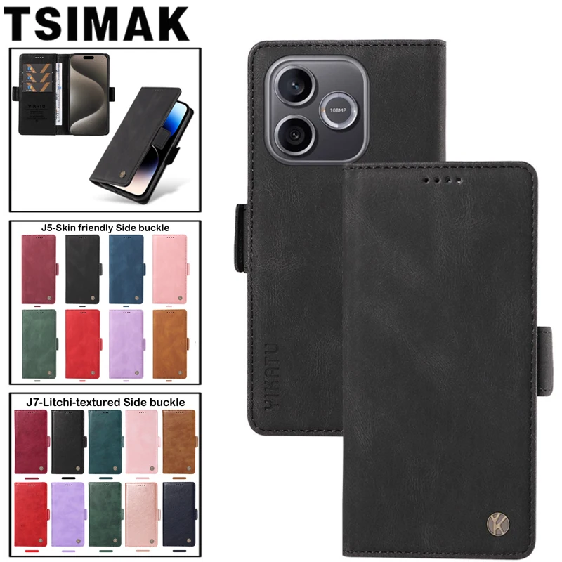 Magnetic Leather Side Buckle Flip Wallet Phone Case - Skin Friendly Cover