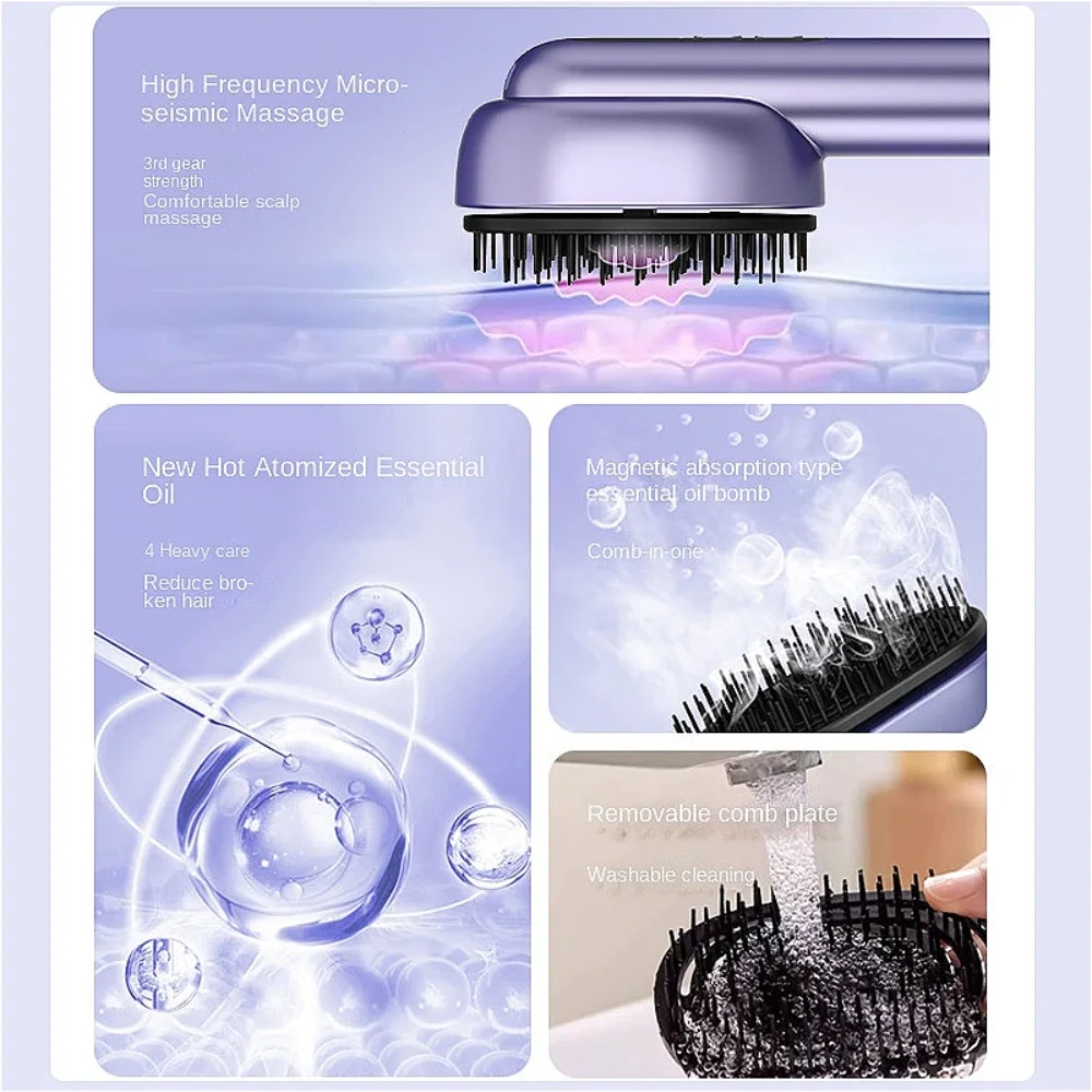 Light Therapy Hair Regeneration Brush Scalp Electric Vibratory Massage Comb Hair Follicle Repair Essential Oil Conditioner Comb