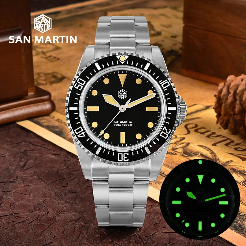 Watchdives San Martin SN007GB Orologio Subacqueo Uomo 39mm, Automatico NH35, 20Bar, Vetro Zaffiro