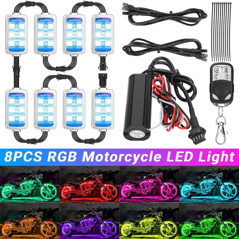 Car Motorcycle Rgb Led Smart Brake Lights Luce D'Atmosfera Con Telecomando Wireless Kit Lampada A Striscia Decorativa Moto Drop Ship