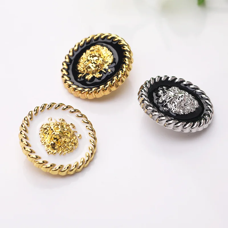 10pcs Lion Drips oil Luxury Metal Buttons For Trendy Clothing Sweater Cardigan Coat DIY Sewing Accessories Gold 15mm Buttons 2