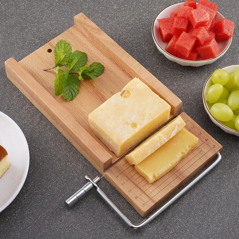 Bamboo Rectangle Cutting Board with Cheese Cutter