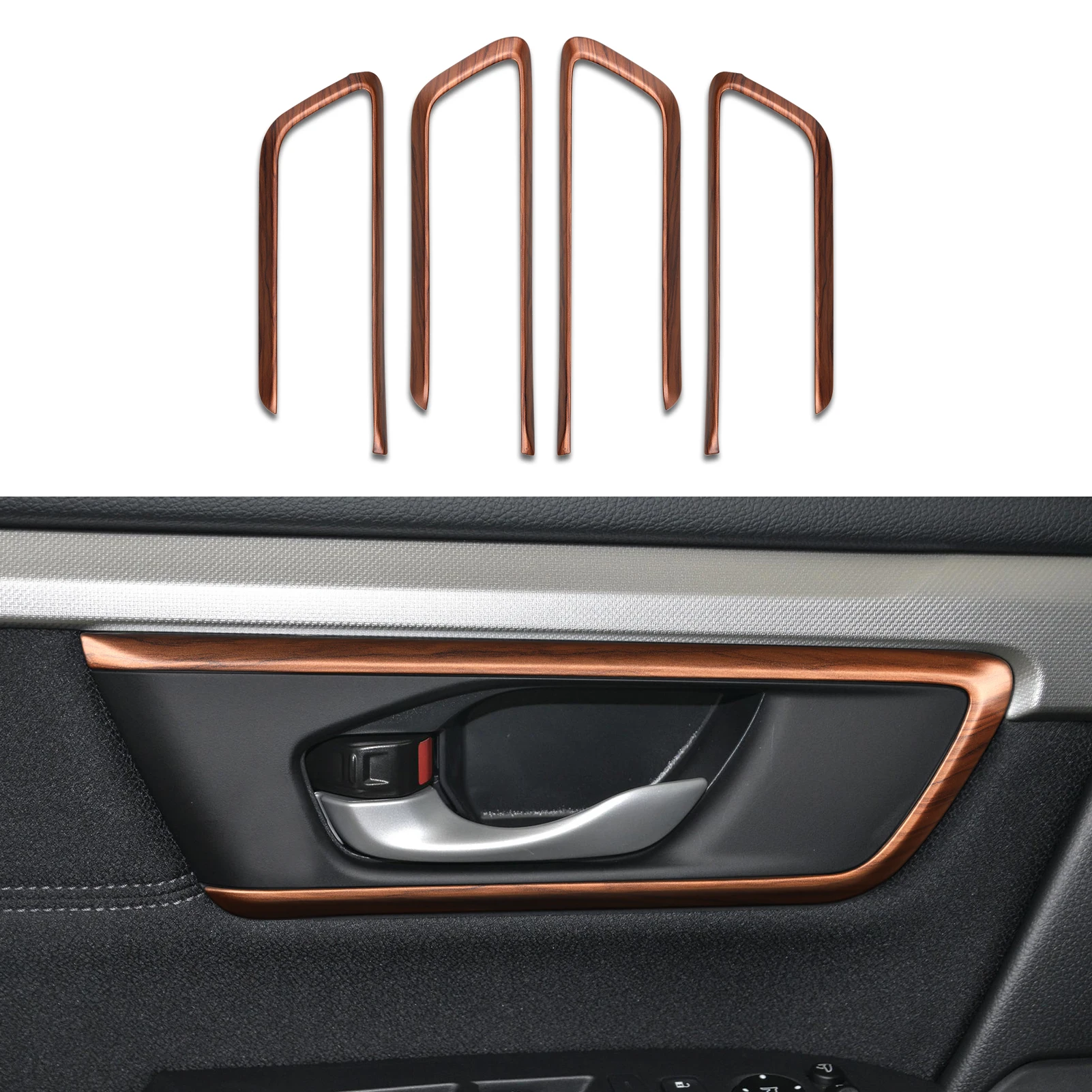 

For Honda CRV 2017-2022 Accessories Car Inner Door Bowl Frame Cover Decals Peach Wood Grain Interior Decoration Trim Stickers
