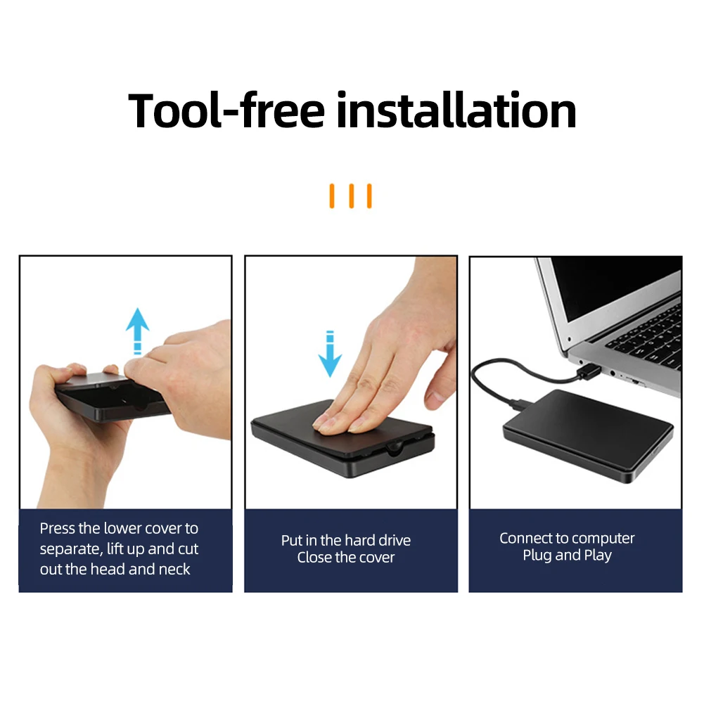 Type-C USB3.1 SATA 휴대용 하드디스크 6TB 외장형 솔리드 스테이트 드라이브 케이스 플러그 앤 플레이 2.5인치 Windows/OS/Linux 시스템용