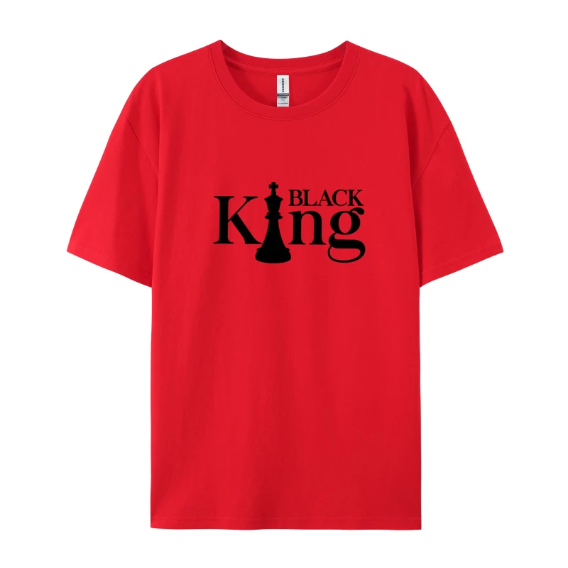 Black King Tops T Shirt Funny Round Collar Printing Short Sleeve Pure Cotton Men Top T-shirts Normal Tops & Tees Black King red