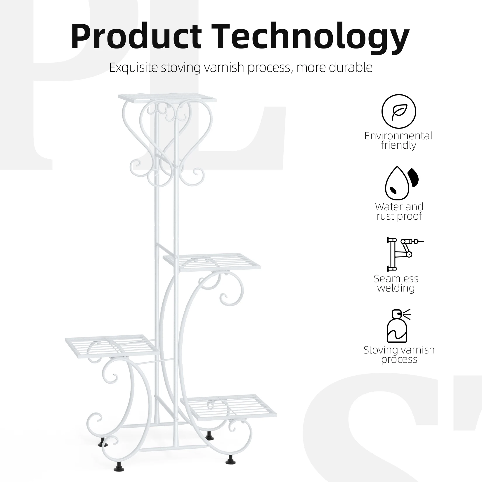 4 Tiers Metal Plant Stand Outdoor Indoor Flower Pots Holder Plant Display Rack