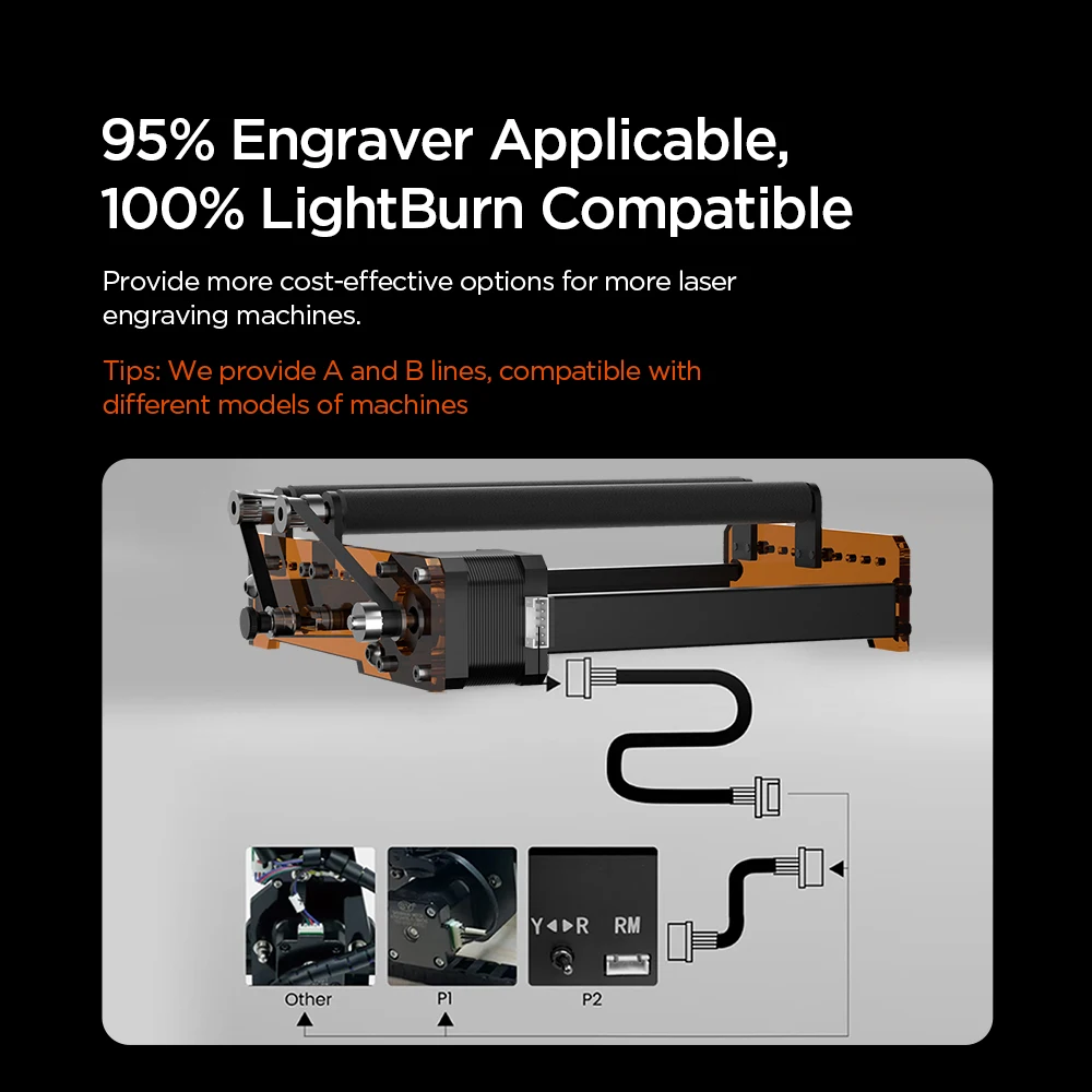 ACMER M3 Universal Laser Engraver Y-Axis Rotary Shaft Rotary Roller 360 Degree Rotating For Laser Engraving Cylindrical Objects laser engraving machine