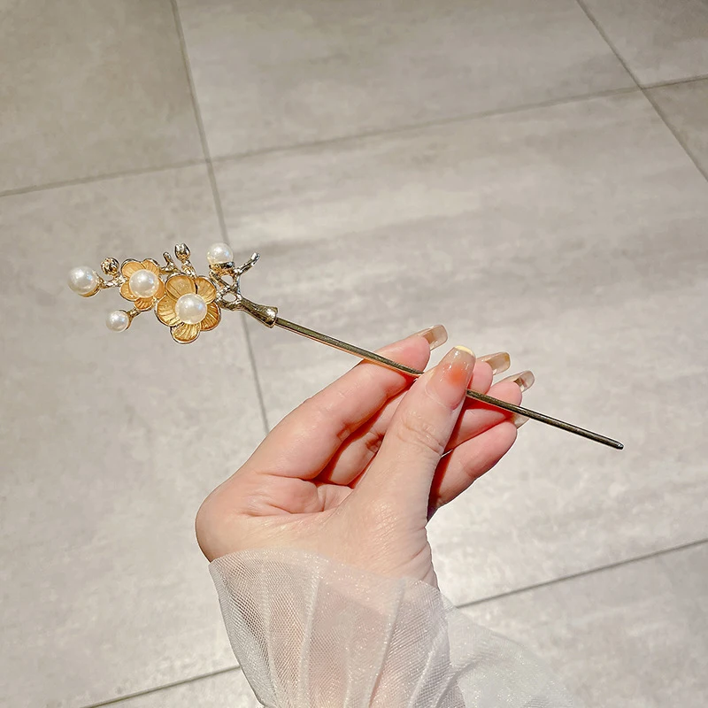 4 Stück Japanische Haarnadeln Aus Holz – Mit Schmetterling & Blume, Für Langes Haar, Vintage-Style