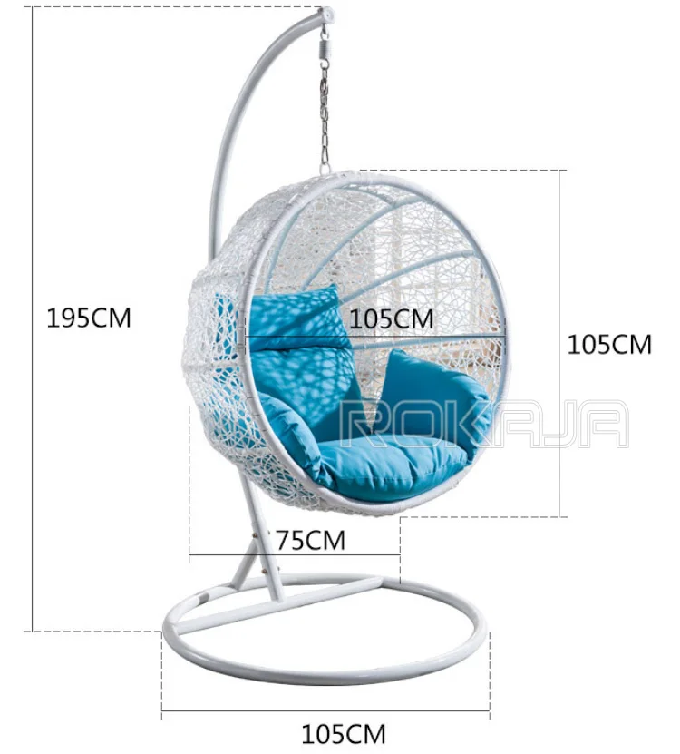 Rocking Bird'S Nest Basket Round Wicker Chair Outdoor Swing Egg Hanging Chair Indoor Swing Cradle