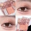 Heart-shaped 8-color eyeshadow tray with blush highlight - matte, glitter, high-gloss effect - pink, berry, brown, tone 5
