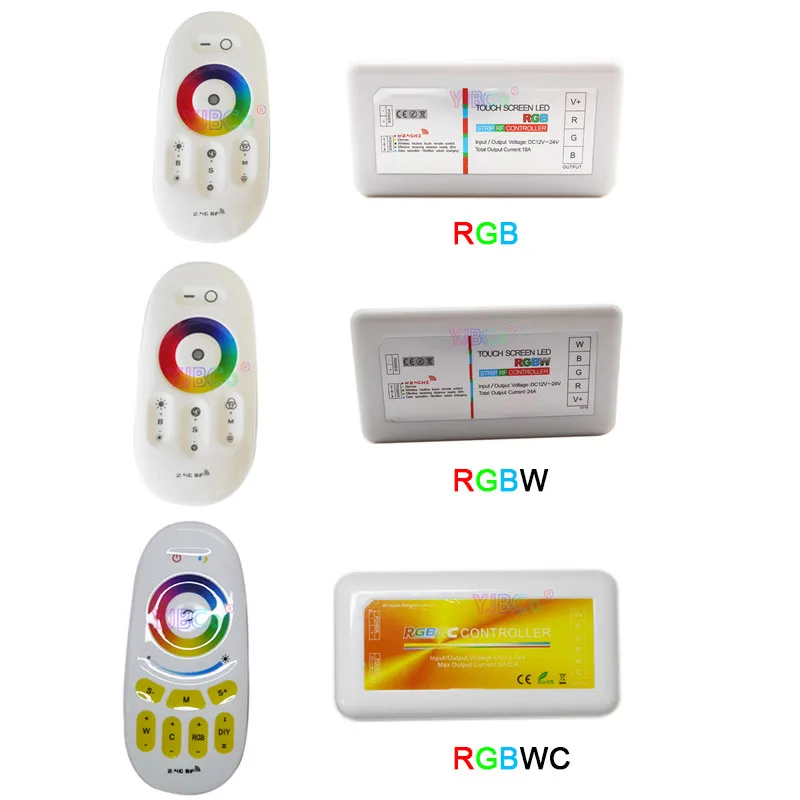

2.4G Touch Screen Remote RGB RGBW RGBWC Switch Controller 12V 24V 18A RGB RGBW RGB CCT LED Strip Light dimmer Lamp Tape switch