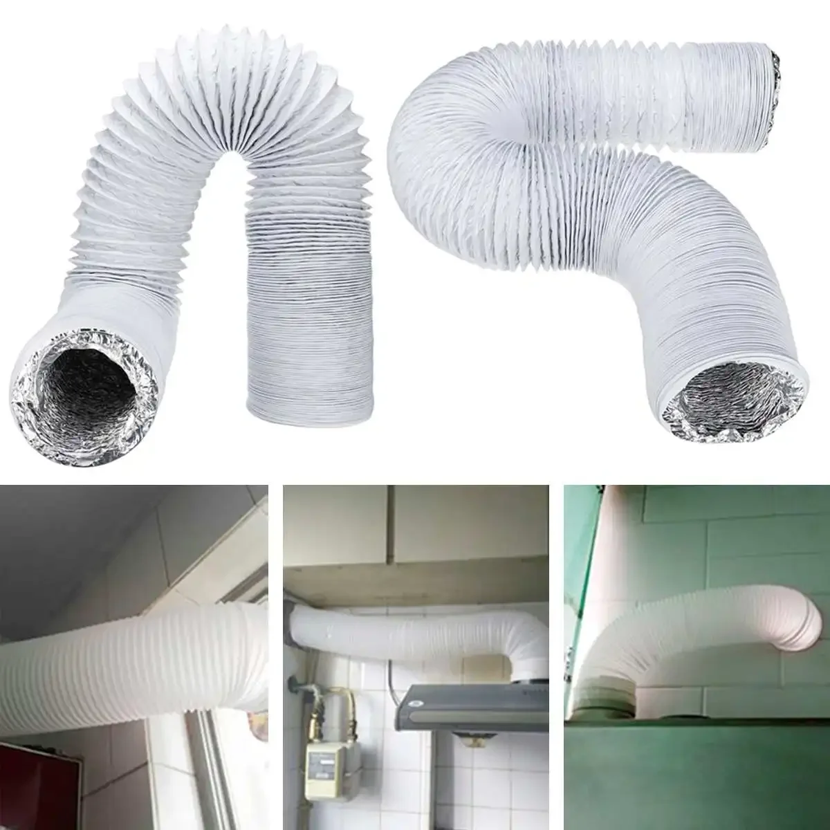 150mm 6 inch Ventilator Pipe PVC Aluminum Foil Ventilation Pipe Ventilation Hose Air Ventilation Pipe Valve Air Conditioner Exhaust Duct System Vent