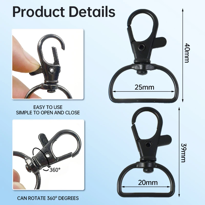 Bag Strap Buckles Metal Lobster Clasp Swivel Clip Snap Hooks Buckle For Webbing Keychain DIY Sewing Accessories 10-50Pcs 20/25mm