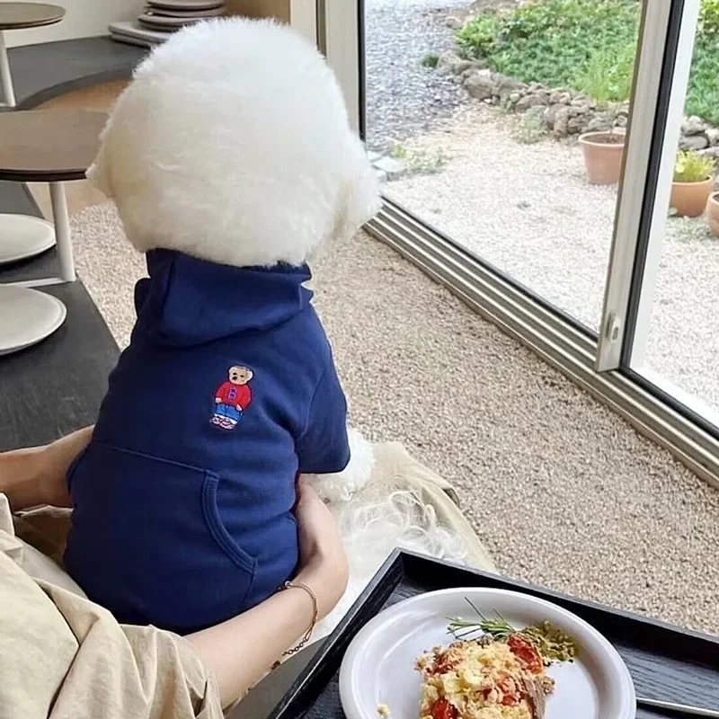 가을 얇은 강아지 후드티 강아지 스웨트셔츠 치와와 프렌치 불독 의류 단색 강아지 의상 애완견 의류 강아지와 고양이용