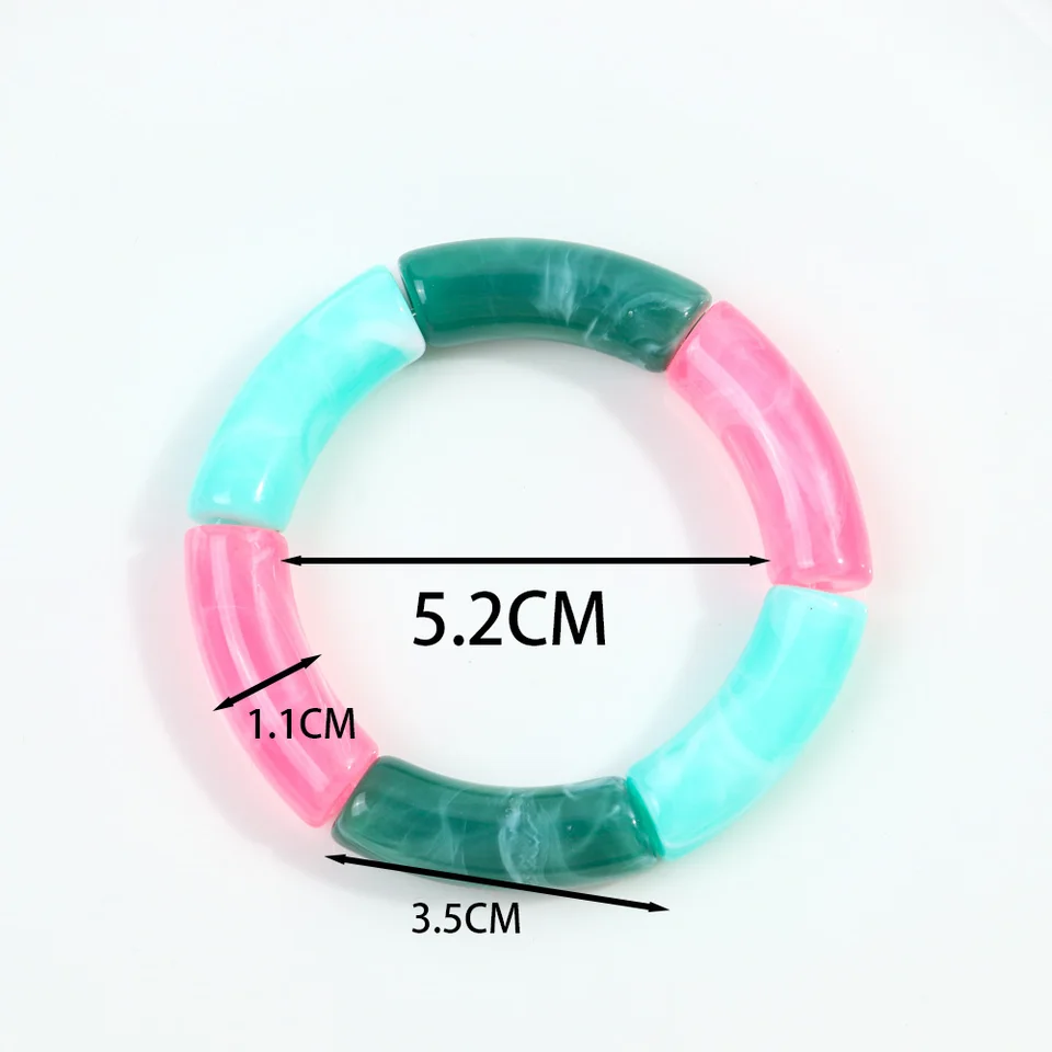 SUPERFINDINGS Set 3 Braccialetti Elasticizzati Con Tubo Di Bambù E Perline Acriliche Colorate - Gioielli Estivi Eleganti Da Impilare