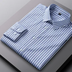 Men's business striped slightly elastic slim-fit fashionable casual comfortable handsome long-sleeved shirt classic formal wear