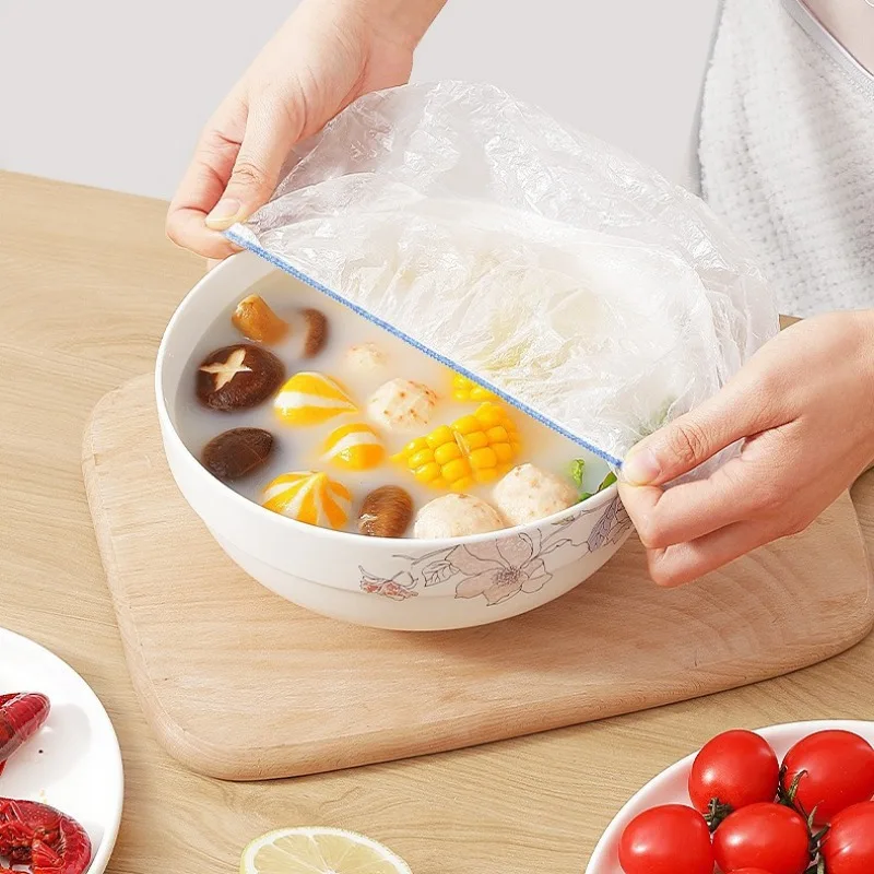 Food Cover Plastic Disposable Storage Bags Kitchen Colorful Elastic Wrap Fresh-keeping Lid Plate Nylon Packaging