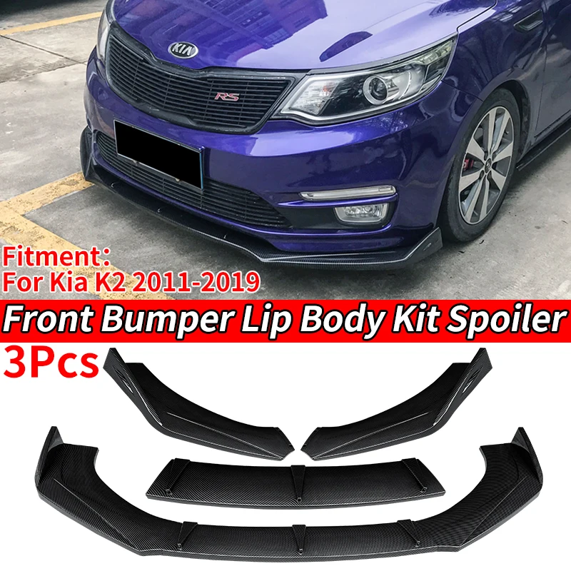 

Car Front Bumper Splitter Lip Body Kit Spoiler Diffuser Deflector Chin Shovel Carbon Fiber Look Accessories For Kia K2 2011-2019