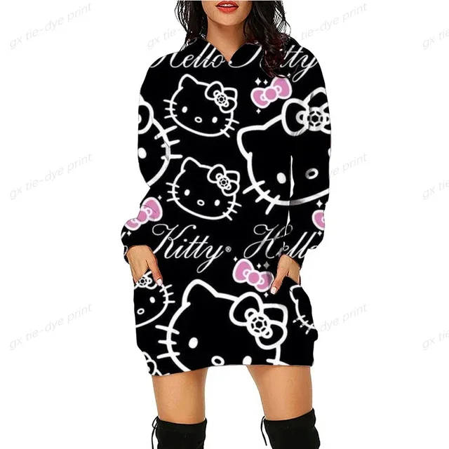 thumbnail image 1 of Sudadera con capucha de diseño original de HELLO KITTY con estampado de anime, sudadera ajustada con dibujos animados, sudadera versátil, sudadera con capucha de moda, vestido para mujer y2k, 1 of 5
