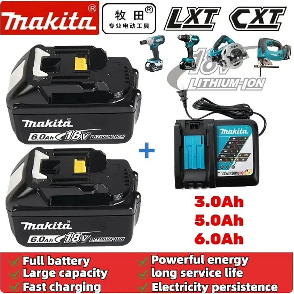 

Makita Original Lithium ion Rechargeable Battery 18V 6000mAh 18v drill Replacement Batteries BL1860 BL1830 BL1850 BL1860B