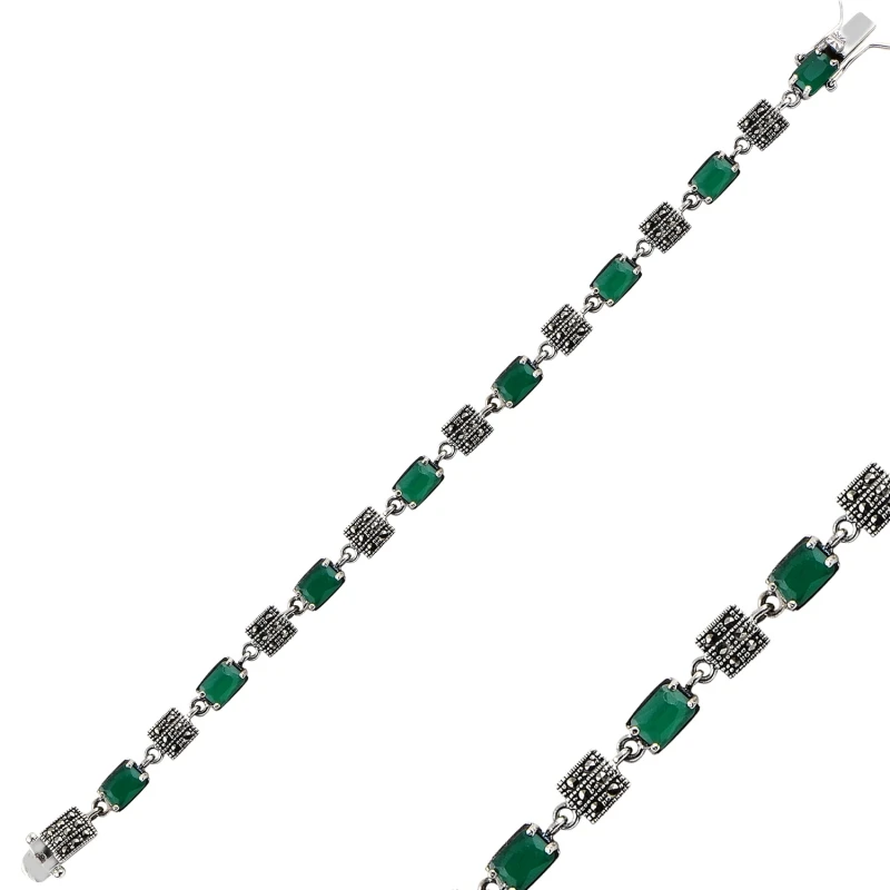 

Silver 925 Sterling Marcasite & Zircon Crystal Bracelet