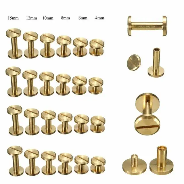 10/20/30 Pcs Solids Brass Binding Screws Chicago Rivet Leather Craft Fasteners for Photo Album Belt Wallet Making 5