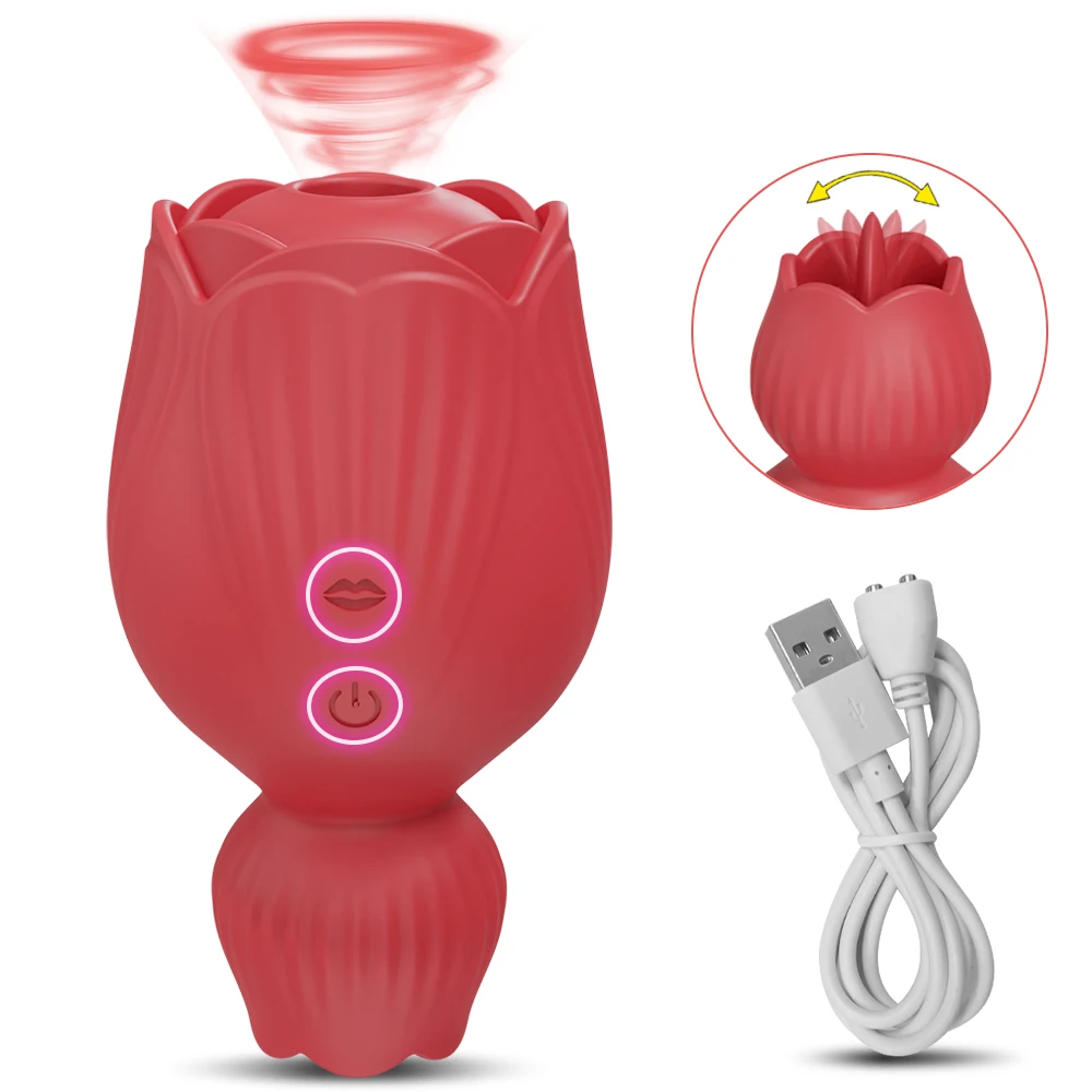 Rose Toy Saugvibratoren für Frauen mit Zungenleckvibrator Weiblicher Klitorisstimulator Massagegerät Erwachsene_voghion.com