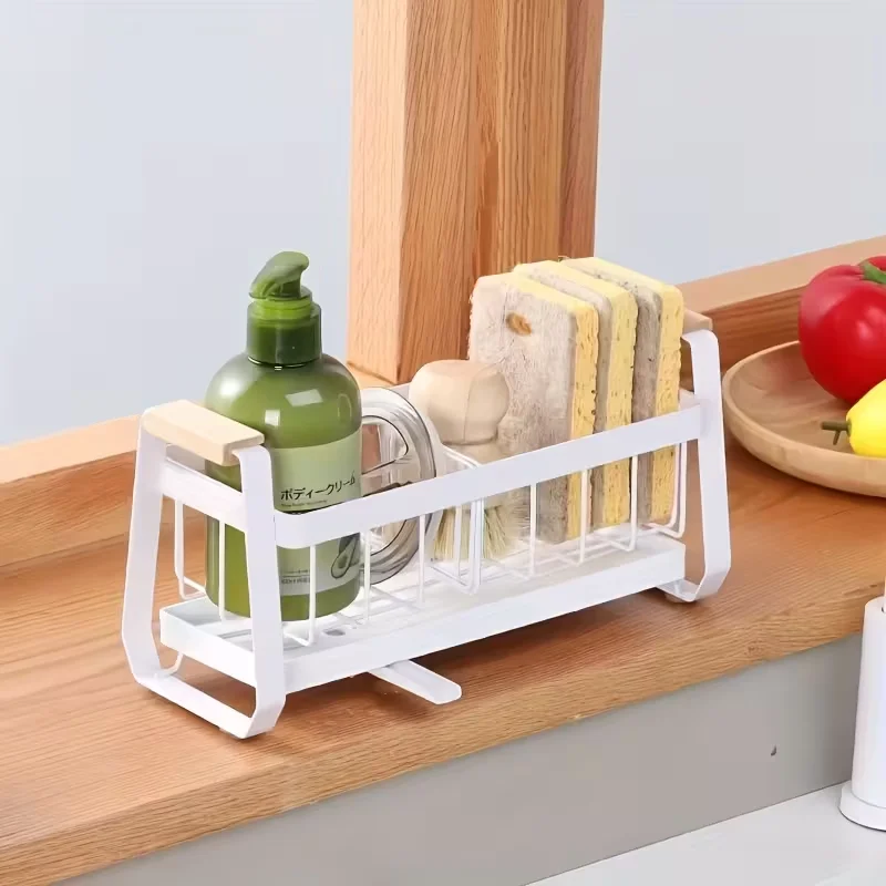 High-Quality Multifunctional Draining Rack, Kitchen Storage Shelf, Hollow Storage Rack, Featuring a Separate Tray, 360° Rotating