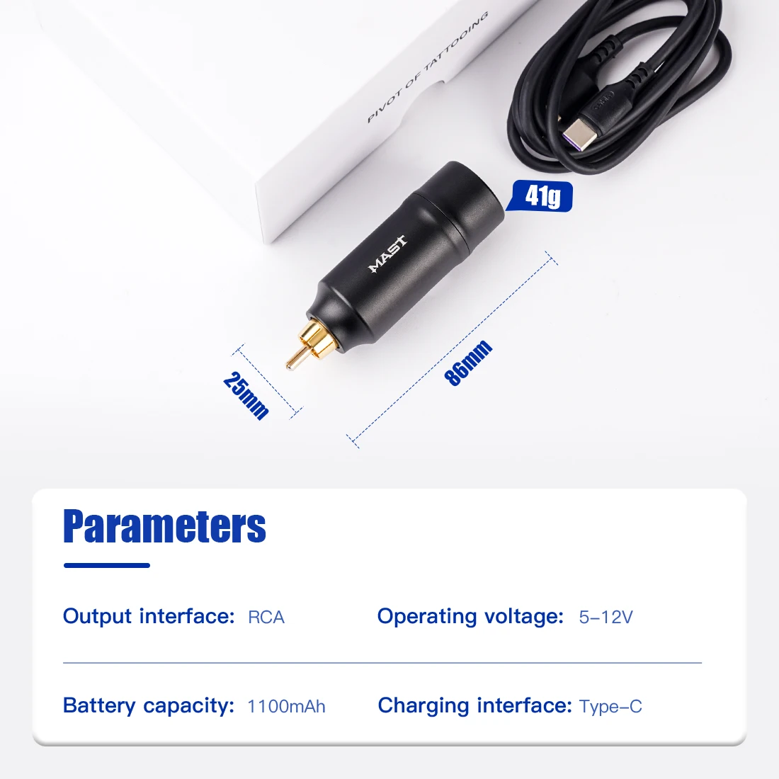 Tattoo Power Supply Tattoo Battery Pack Tattoo Cord Connector Mast Tattoo T2 Mini RCA Connector Wireless Rechargeable Permanent Fast Charge Battery Makeup Pen