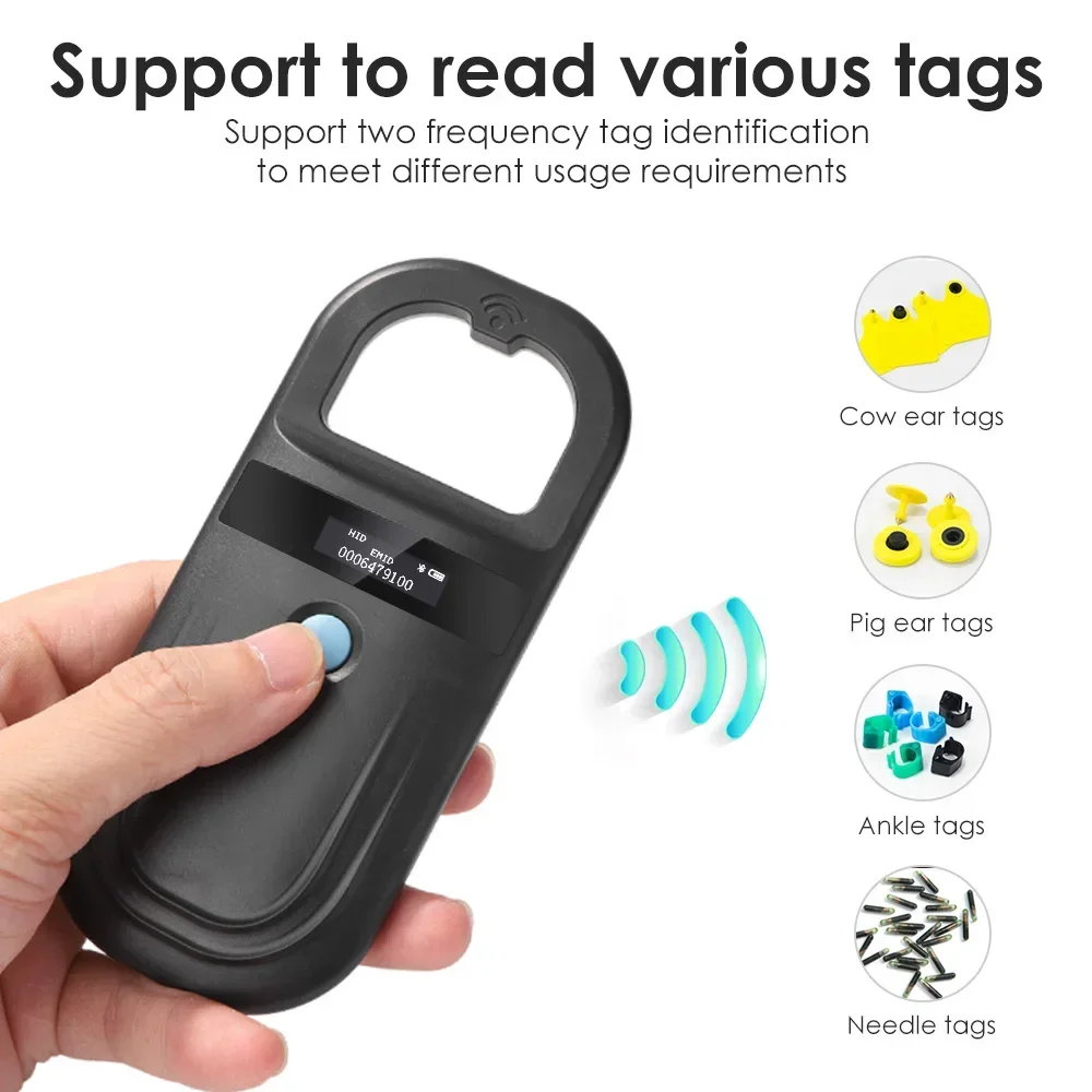 Handheld Animal RFID Reader 134.2Khz Pet Cat Dog Micro-Type Chip Scanner FDX-B Glass Chip USB/Bluetooth Tag Reader