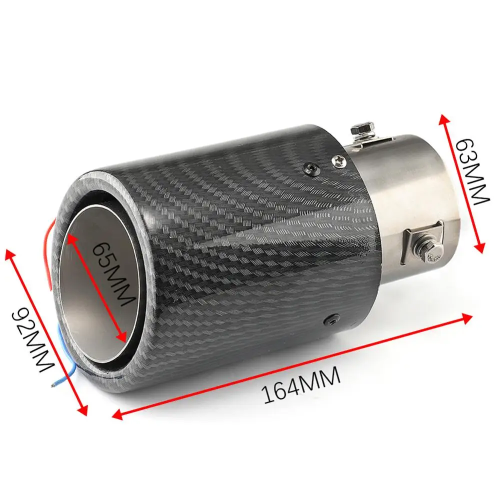 63-65mm Carbon Fiber Color Car Exhaust Muffler Pipe Tip LED Light Muffler Exhaust Car Accessories car exhaust tail pipe
