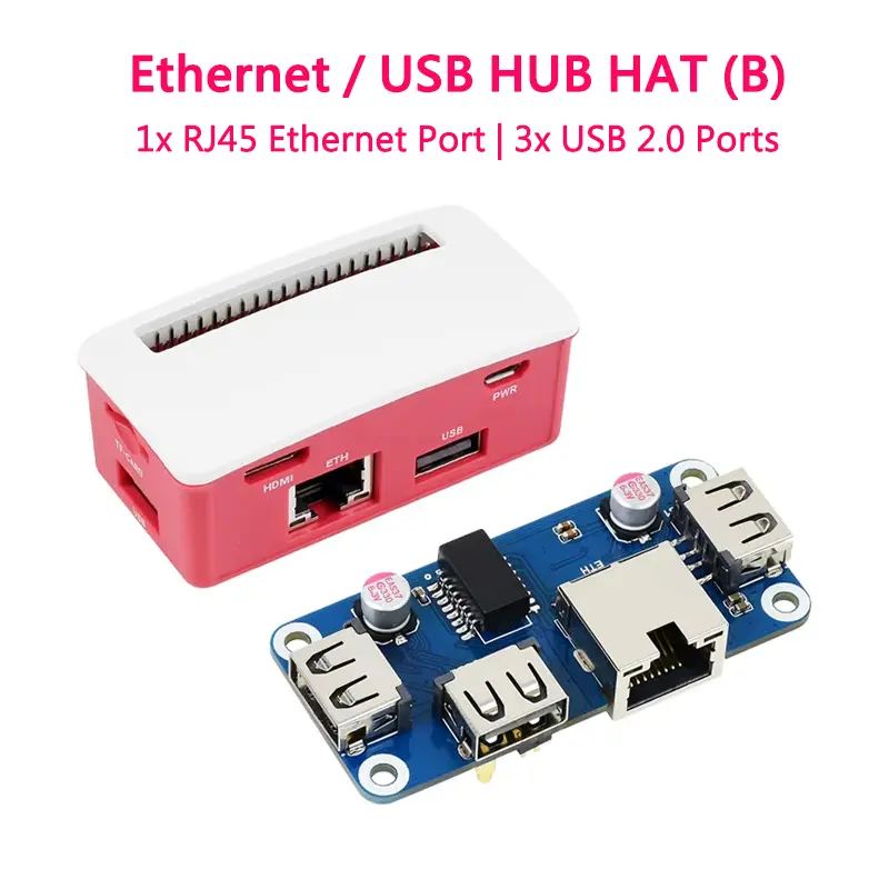 Raspberry Pi Zero Ethernet USB HUB HAT (B) Expansion Board 4x Extended 3x USB 2.0 Ports USB HUB BOX for Raspberry Pi Zero W WH image 1