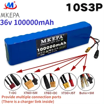 36V 100000mAh 18650 Rechargeable Lithium Battery Pack 10S3P Power Modified Bicycle Scooter Electric Vehicle with BMS