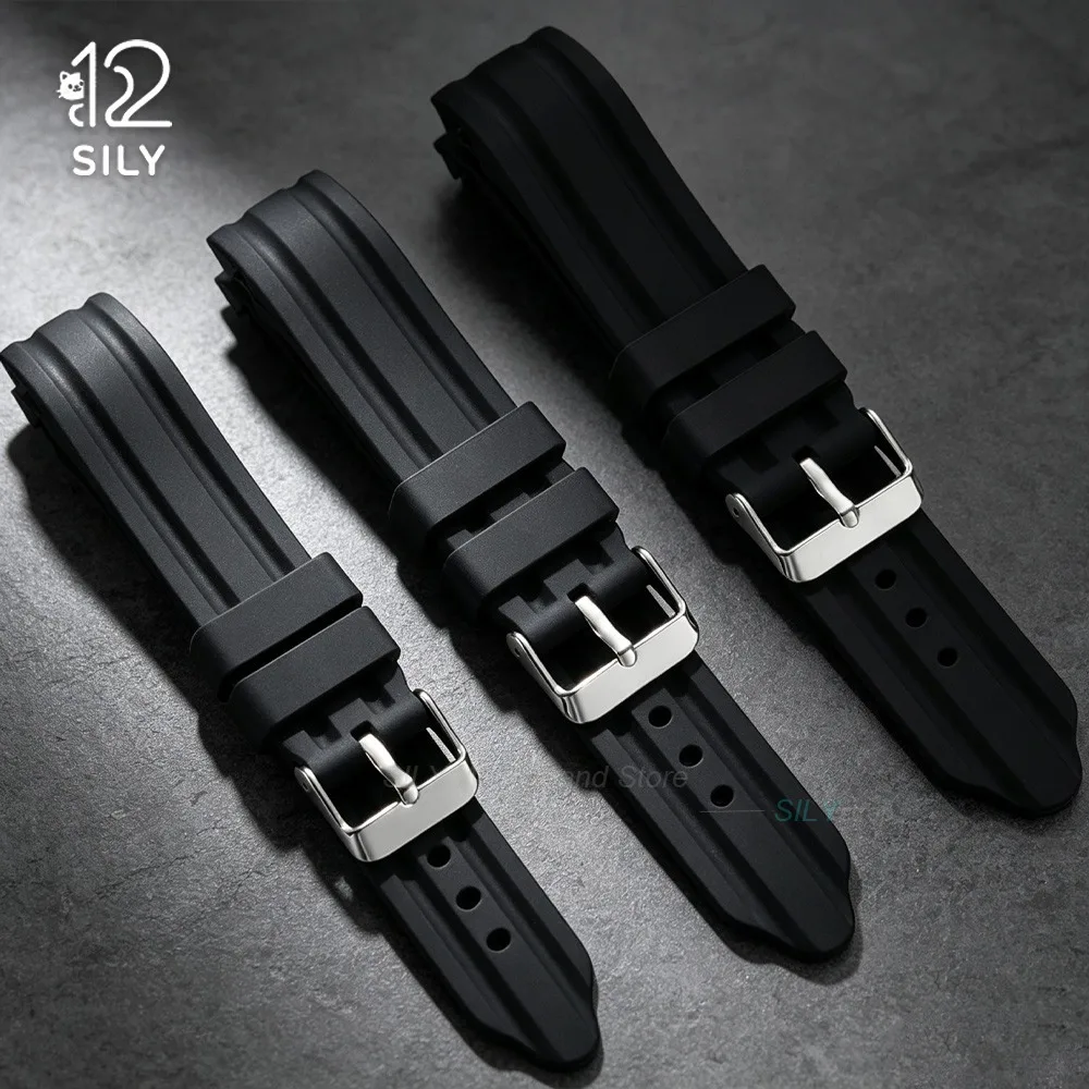 Curved End Silicone Watch Strap - Universal Waterproof Sport Wristband