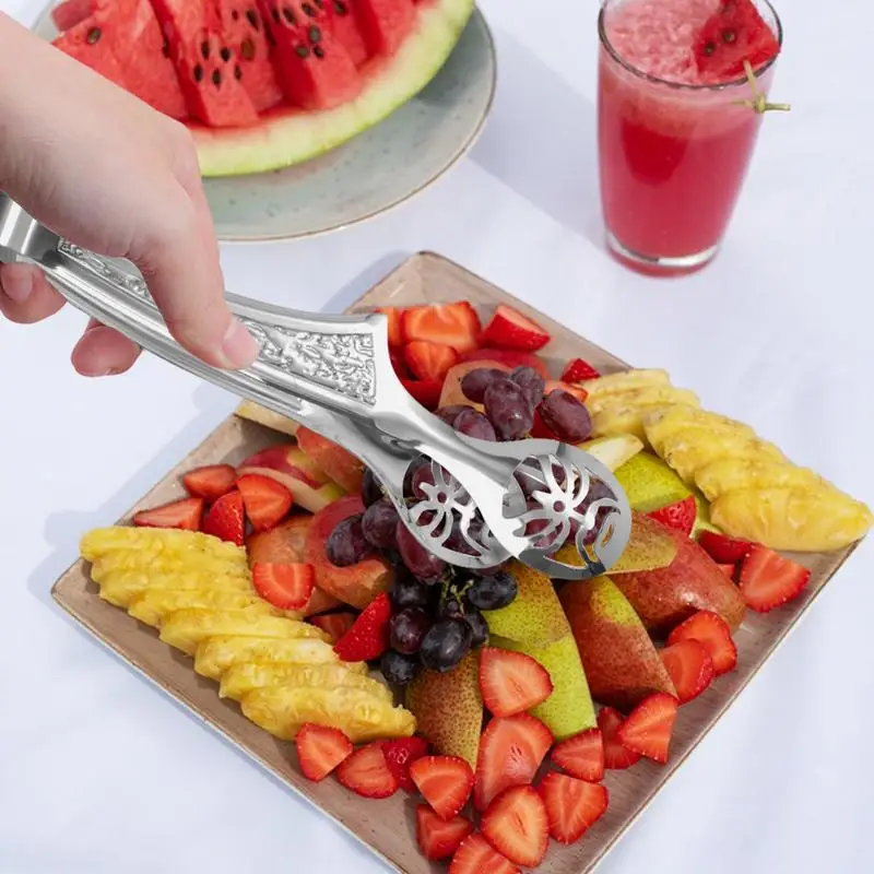 Kitchen Tongs Stainless Steel Metal Cooking Tongs Sturdy Grilling Barbeque Food With Non-Slip Grip For Bread Cooking