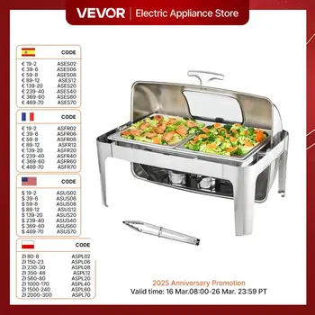 VEVOR 9QT Roll-top Chafing Dish Buffet Set 1