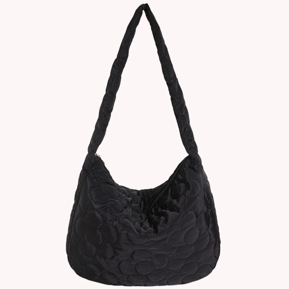 Women Puffy Hobo Bag Fashion Padded Shoulder Bag Casual Floral Quilted Tote Bag Lightweight Large Capacity Slouchy Shopper Bag