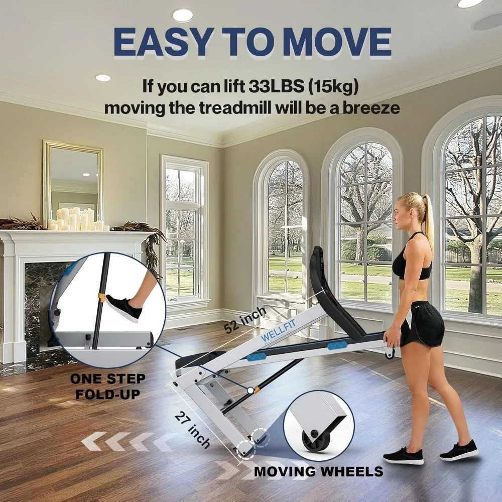 Home Gym Treadmills 15% Auto Incline, 3.5HP Treadmill 350+lbs Capacity, Foldable Treadmill for Small Space, Voice Control