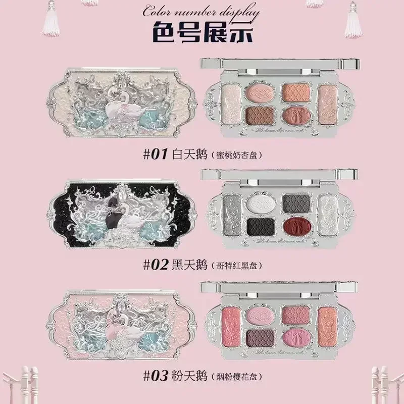 Flower Knows Swan Ballet Series 6 Color Eyeshadow Glitter Makeup Palette