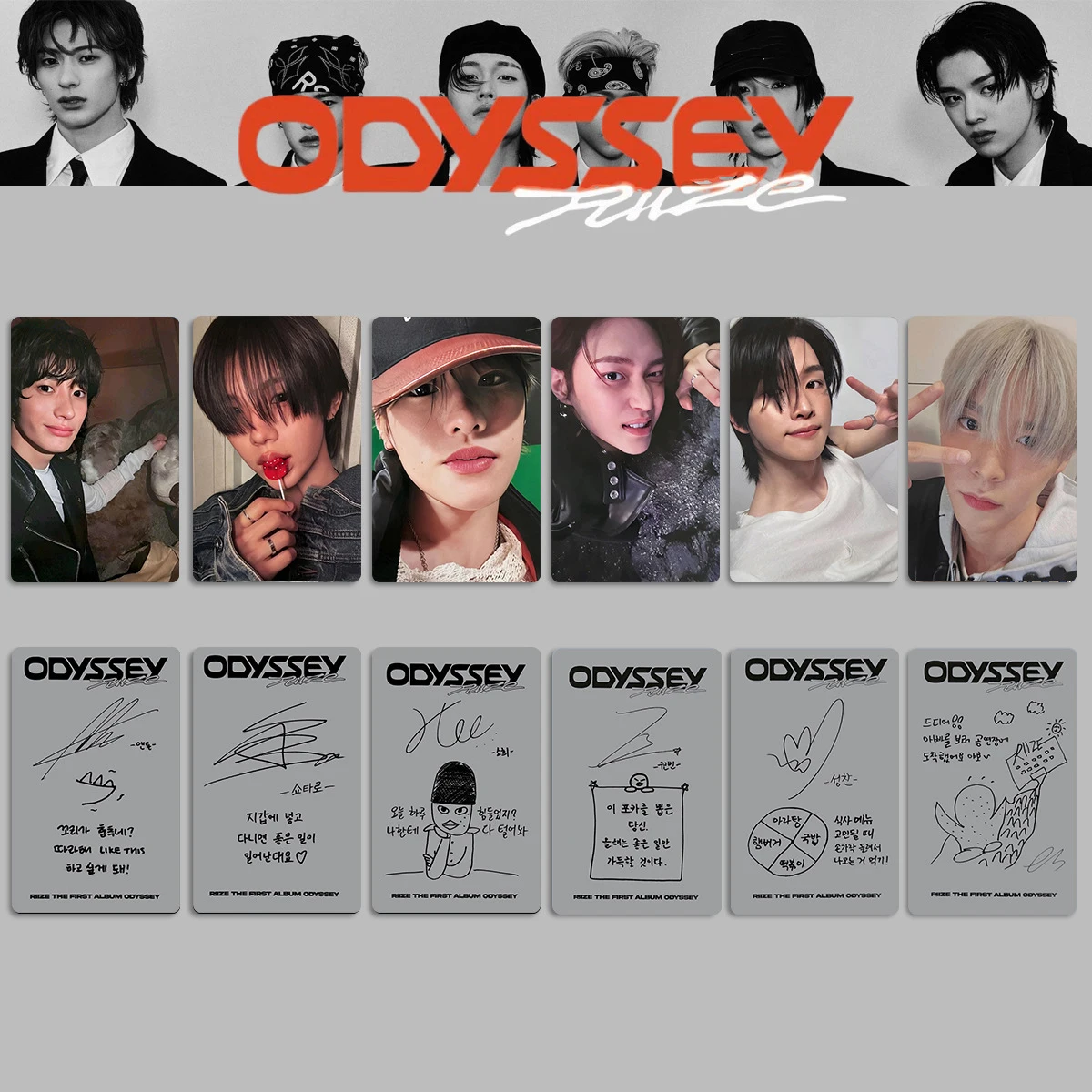 6Pcs/Set Kpop RIIZE ODYSSEY 1ST Album Selfie Cards Wonbin Shotaro