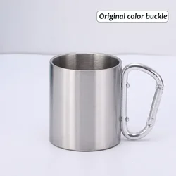 Stainless Steel Camping Mug with Carabiner Handle - 200ml Outdoor Travel Cup - 150-200ml (Original color)