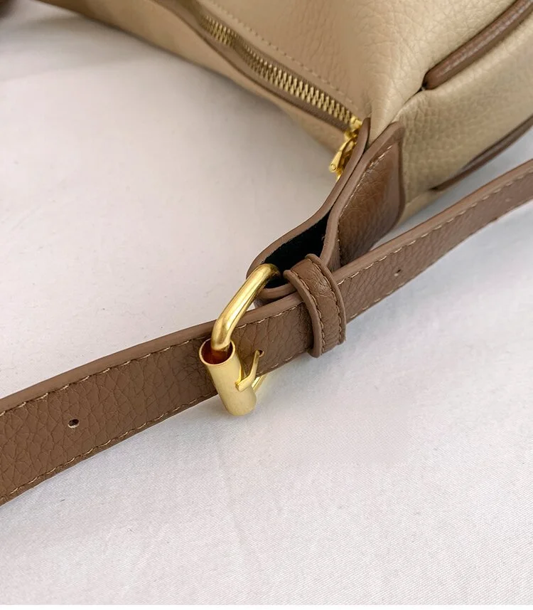 Simple and fashionable for women 2024 new color contrasting single shoulder saddle casual versatile crossbody dumpling_voghion.com