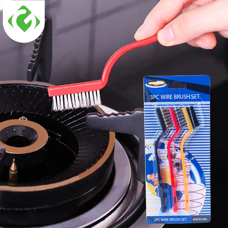 Gas stove brush household kitchen stove special cleaning brush range hood  degreasing decontamination brush nylon brush IRON 3Pcs